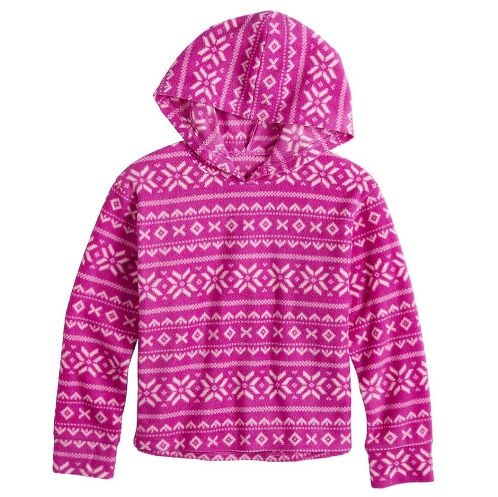 Jumping Beans Berry Winter Girls Microfleece Hoodie, Size 6X